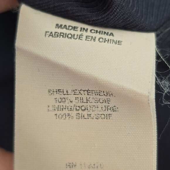 Helmut Lang Black Navy Twill Fringe Feather Silk Long Sleeve Blouse - Picture 11 of 11